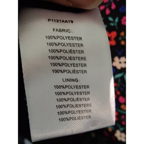 Molly Bracken Floral Long-Flare-Sleeve Boat Neck Tie-Back Mini Shift Dress L - Picture 7 of 7